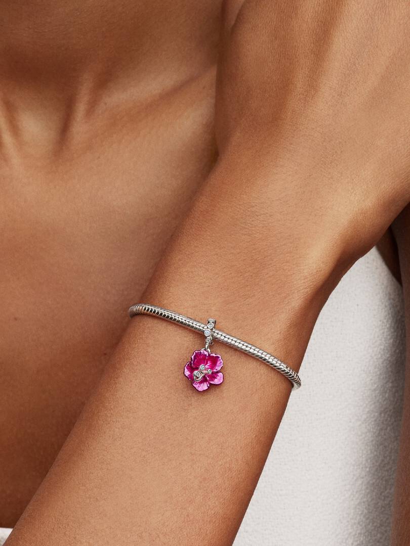 Hibiscus Dangle Charm Sterling silver