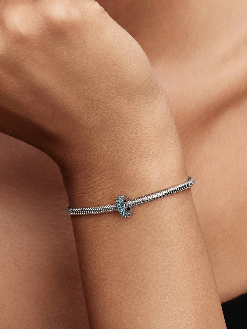 Ice Blue Stone Spacer Charm Sterling silver